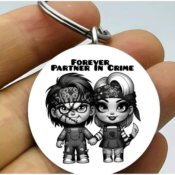Best Partner In Crimee Scary Horror Lover Date Bay Forever Stainless Keychain - Picture 1 of 1